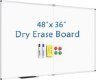 Viz-pro Dry Erase White Board magnetic Foldable Whiteboard  48 X 36 Inches  Silv