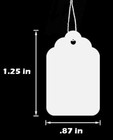 1000 White Price Tags Size  3 String Strung Retail Merchandise Hang Label