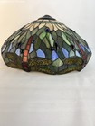 Vintage Large 18  Dragon Fly Tiffany Style Stained Glass   Slag Lamp Light Shade