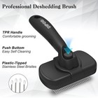Self Cleaning Dog Brush Black Pet Shedding Grooming Tool With Massager