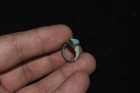 Ancient Early Roman Bronze Ring With Turquoise Intaglio Circa 1st Century Ad