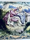 Antique Hand Painted French Sevres Style Cobalt Blue Porcelain Table Box coulory