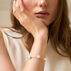 14k Real Solid Gold Natural Freshwater Pearl Station Beaded Bracelet 7  7 5  8 