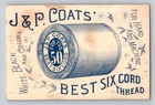 Victorian Trade Card J p  Coats Girls Ducklings Sewing Thread 2 5  X 4 