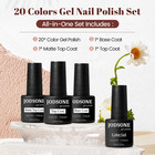 23 Pcs Gel Nail Polish Set With Base Glossy And Matte Top Coat Multicolored Gel 
