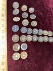 Lot 27 Buttons Sets Antique Metal Small Picture W shanks Rare Victorian