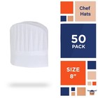 White Chef Hats Viscose Shaded Pleats Disposable Caps 50 Count 8 In
