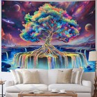 Blacklight Tree Of Life Tapestry Uv Reactive Waterfall Tapestry Trippy Galaxy Sp