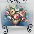 Vintage Original Still Life Blue Floral Painting Vase Of Flowers Signed W orb