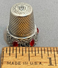 Vintage Antique Italian Thimble 800 Silver And Prong Set Cabochon Stones
