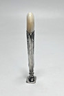 19c antique French Sterling Silver Mother Of Pearl Wax Seal Stamp Monogram