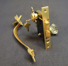 Antique Entry Mortise Lock Brass Pull Handle Cylinder Lock W  3 Keys - Russwin