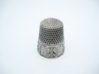 Antique Sterling Silver Sewing Thimble Floral Design Size 9