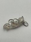 Vintage Sterling Silver Floral Filigree Pin Brooch 925