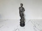 Antique French Spelter Blacksmith Statue After Arthur Waagen Wood Base 19th C
