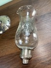 6 75  Antique Glass Etched Candle Lamp Chimney Shade Globe With Sterling Silver 