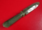 Fabulous Vintage Chinese Asian Jade Jadeite Dagger Knife Dirk Letter Opener   