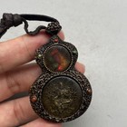 Old Chinese Tibetan Buddhist Copper Green Tara Ghau Pendant Amulet 