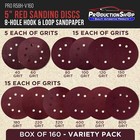 160 Pack 5 Inch Sanding Discs 8-hole Red Variety Pack Grit  Hook  loop Sandpaper