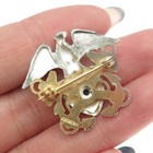 925 Sterling Silver 2-tone Antique Wwii Us Navy Officer s Cap Pin Brooch