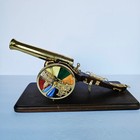 Vintage Brass Cannon Kaleidoscope Stained Glass Filigree Wood Base Desktop Decor