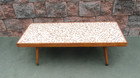 Vintage Mid Century Danish Modern Geometric Tile Top Mcm Coffee Accent Table