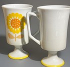 Vintage Serenade By Jsc Yellow Sunflower Footed Pedestal Coffee Cup Mug Set Of 2