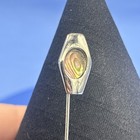 Vintage Abalone Inlay Stick Pin     Silver Tone Modernist Lapel Hat Tie Pin