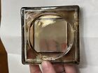 Vintage Amber Heavy Glass Ashtray Cigar Cigarette Candle Holder Square Mcm Tray
