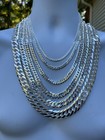 Solid Sterling Silver Double Curb Cuban Chain Necklace   Bracelet 