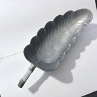 Antique Rare Asian Chinese Pewter Figural Leaf Dish W jade Adorned Handle