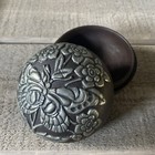 Turned Wood Trinket Box Pewter Etched Signed By Artist 5   
