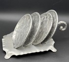 Vintage Everlast Hand Forged Hammered Aluminum Coasters Set Of 4   Holder Euc