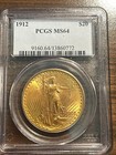 1912-p St  Gaudens  20 Twenty Dollar Gold Double Eagle Pcgs Ms 64 Type 3 W motto