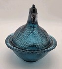 Vintage Indiana Glass Bicentennial  Federal Confederate Blue Hen On Nest