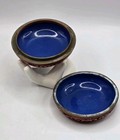Vintage Qing Dynasty Cinnabar Lacquerware Brass And Blue Enamel Box     Euc