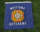 Vtg Welcome Veterans 3x3 Shed Flag Vfw Banner Us Usa Organization Club Dark Blue