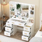 White Vanity Makeup Table Set Dressing Desk With 11 Led Lighted Mirror 7 Drawers