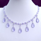 Purple Glass Necklace 17  Violet Czech Vintage Drop Beads Art Deco Style