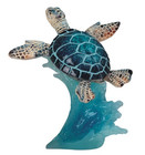 Blue Sea Turtle Swimming On Waves Figurine 5 h Sea Life Boxed Gift Nautical