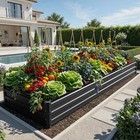  Large Raised Garden Bed Kit  Galvanized Metal Planter Box 12x4x1ft 2pcs Black