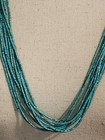Vintage Mcm Navajo Pueblo Micro Heishi 10 Strand Turquoise Sterling Necklace