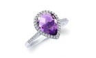 4 00 Cttw  Lab Created Amethyst Gemstone Pear Cut Sterling Silver Ring Size 6-9