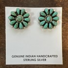 Native American Navajo Indian Cluster Post Green Turquoise Earrings Omg Zuni  i