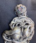 Late Qing republic Era Antique Chinese  Silver Enamel Pendant Basket Flowers