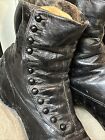 1800s Ladies Victorian Boots Black Button Up Leather Shabby Chic Decor