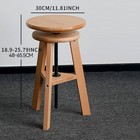 48-65 5cm Adjustable Height Beech Stool Rotatable Kitchen Bar High Stool Chair