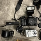 Huge Lot Of 15 Vtg Cameras  Lenses   Filters- Untested for Parts Sold As is Read