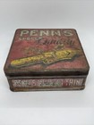 2 Vintage  1920 s Penn s Spells Quality Red Tobacco Tin With Hinged Top - 6 1 2   