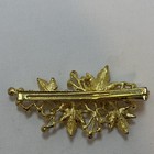 Gold Tone Metal Floral Flower Barrette Clip W  Faux Pearls   Clear Rhinestones